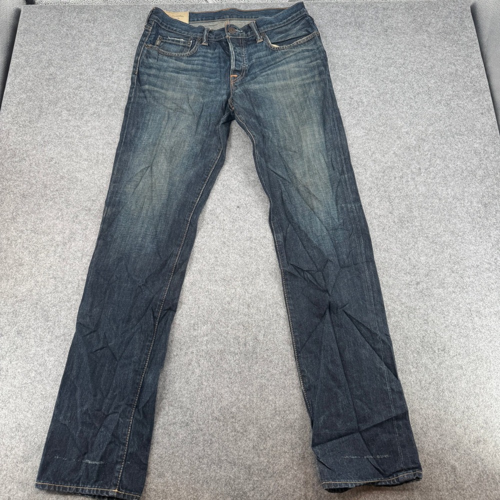 Y2K Abercrombie & Fitch Jeans Mens 32x34 Slim Straight Dark Wash Button Fly EUC